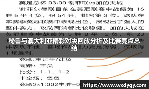 秘鲁与澳大利亚精彩对决回放分析及比赛亮点总结